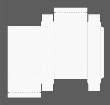 Box cut model. Package template layout for new design. Paper rectangular cardboard, container mockup.