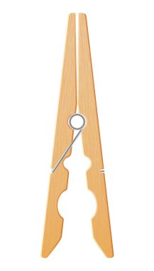 Clothes pin. Realistic wooden peg for housework and laundry. Wooden clip for clothes to line. Vector illustration of clothespin.