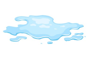 Water spill puddle. Blue liquid shape in flat cartoon style. Clean fluid drop design element isolted on white background. clipart