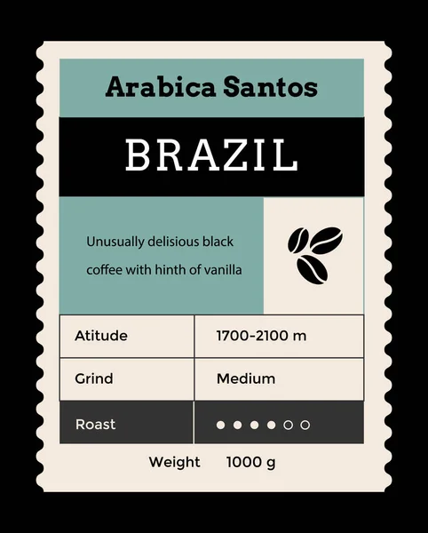 Coffee Label Mockup Food Package Cover Design Caffeine Roasted Beans — Stockový vektor