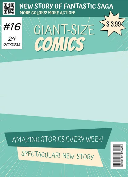 Comic Book Cover Retro Magazine Template Comic Cartoon Page Vector — Vettoriale Stock