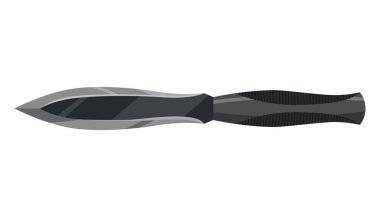 Askeri av bıçağı. Savaş silahı, vektör modeli tipi. Avcı kılıcı ya da avcı bıçağı. Koruma konsepti. Beyaz arka planda savaşçı bıçağı ya da çakı..