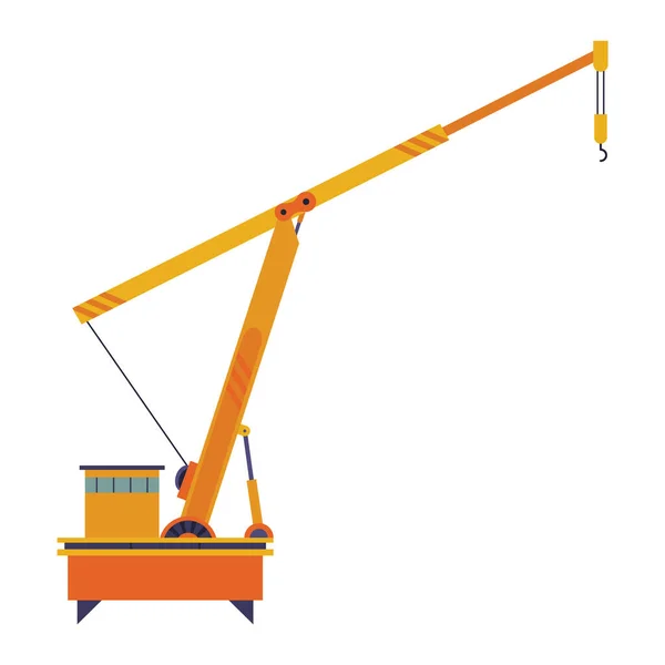 Hoisting Crane Icon Construction Crane Equipment Flat Style Yellow Industrial — Vetor de Stock