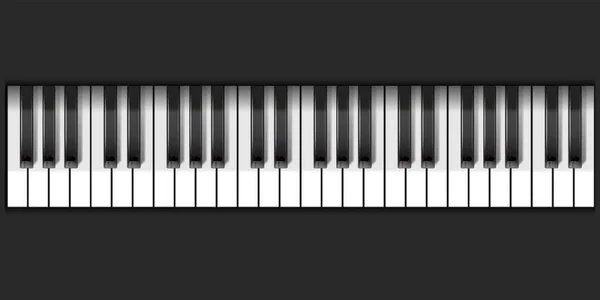 ピアノの鍵 ビューの上に楽器のキーボード 黒と白のクラシックまたは電気ピアノキー 3Dベクトル図 — ストックベクタ