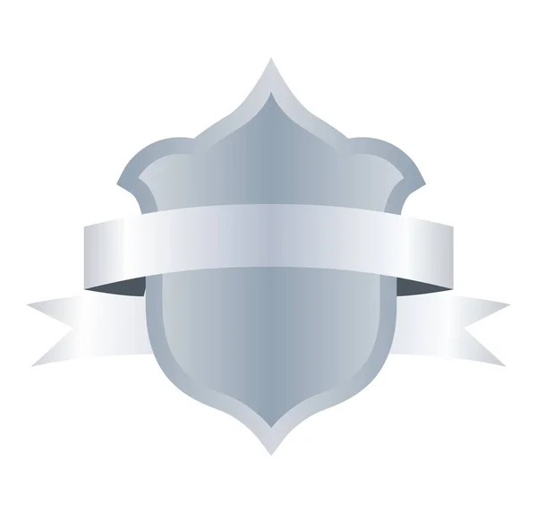 Геральдичний Щит Стрічкою Образ Безпеки Символ Нагороди Лицаря Середньовічний Королівський — стоковий вектор