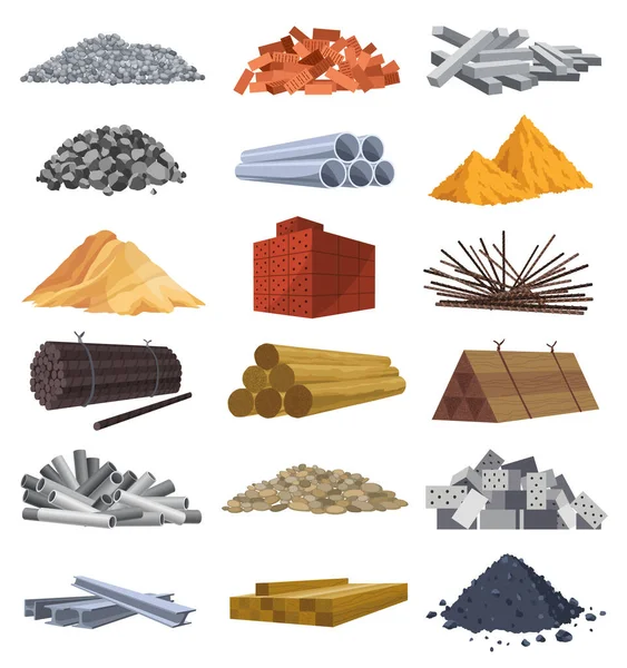 建筑材料 建筑概念 图例可用于建筑工地或说明翻新工程 沙子和石管 — 图库矢量图片