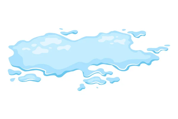 Water Spill Puddle Blue Liquid Shape Flat Cartoon Style Clean — Stock Vector