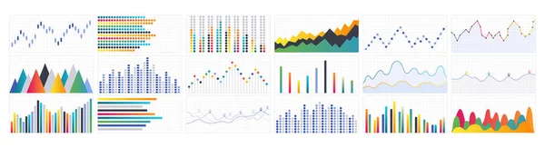 商业图表 矢量平面设计信息素的收集 用于数据可视化的各种条形图或图表 用于财务列报 数据分析或统计工具的统计图标 — 图库矢量图片