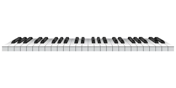 ピアノの鍵 ビューの上に楽器のキーボード 黒と白のクラシックまたは電気ピアノキー 3Dベクトル図 — ストックベクタ
