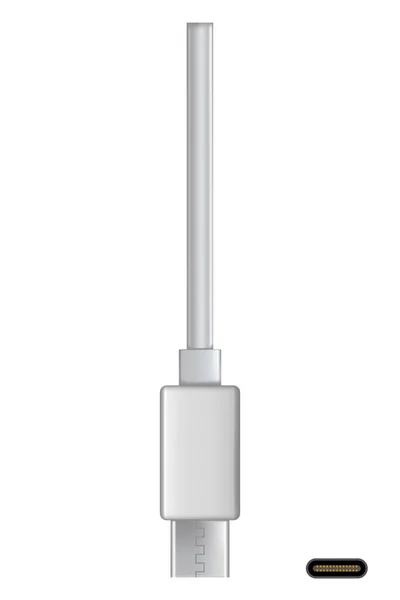 美元电缆连接器 C型现实矢量的电话千斤顶电缆白色的颜色 为现代电子设备充电或传送信息的电缆 — 图库矢量图片
