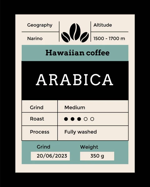 咖啡标签是模仿 食品包装的设计 烤咖啡豆包装 老式包装标签标志与简约的图形网格布局 病媒品牌标签 — 图库矢量图片