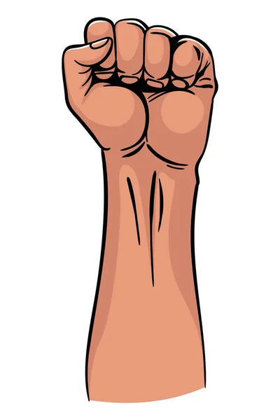 Поднятый Кулак Эмблемы Жеста Руки Векторная Рука Сжата Кулак Поднимается — стоковый вектор