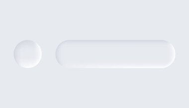 Neumorfik düğmeler. Basit moda tasarım elemanları UI bileşenleri ışık arka planında izole edildi. Web sitesi, mobil uygulama menüsü ve yuvarlak kenarlı navigasyon için kontrol ögesi.