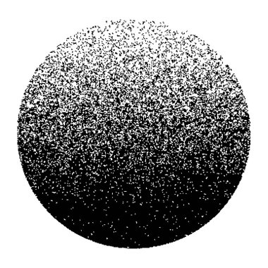 Nokta işçiliği gürültü gradyan çemberi. Kum tanesi etkisi. Siyah gürültü noktaların desenini benekler. Soyut grunge dotwork gradyanı. Siyah tanecikler elementi. Yarım tonluk daire. Noktalı vektör illüstrasyonu.