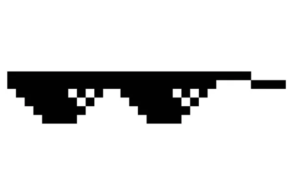 stock vector Pixel glasses meme. Like a boss meme. Pixelation, accessory optical fashion. 8 bit funky logo icon. Vector cartoon eyeglass frame for sunglasses.