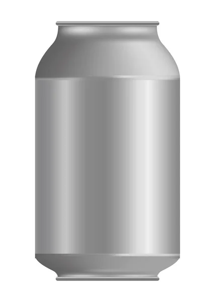 Metalowa Puszka Jedzenie Przodu Wektorowa Realistyczna Makieta Pustego Cylindra Aluminiowy — Wektor stockowy