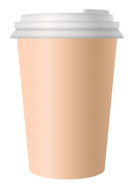 レタリングのための場所とコーヒーカップ コーヒーを飲みに行く ホットストリートドリンク 段ボール包装プラスチックキャップ — ストックベクタ