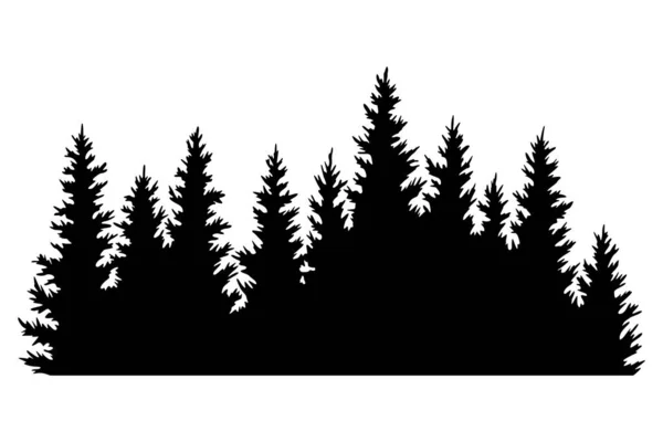 Fir Trees Silhouettes Coniferous Spruce Horizontal Background Patterns Black Evergreen — Archivo Imágenes Vectoriales