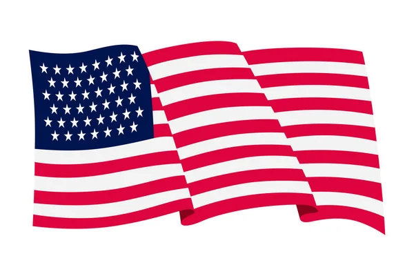 Zwaaiende Vlag Amerikaanse Vlag Witte Achtergrond Nationale Vlag Zwaaiend Symbool — Stockvector