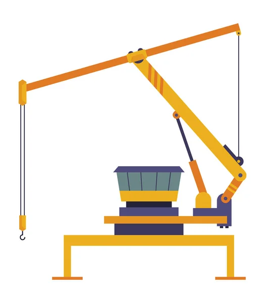 Hoisting Crane Icon Construction Crane Equipment Flat Style Yellow Industrial — Stockvektor