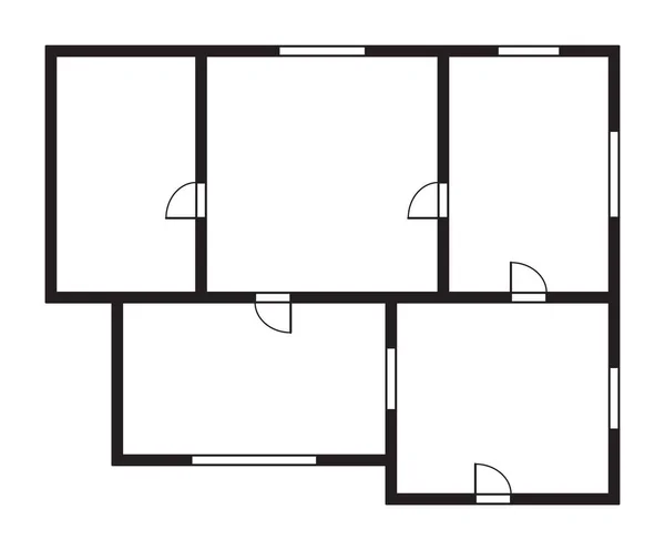 Appartement Plan Architectural Vue Supérieure Plan Étage Projet Plan Vectoriel — Image vectorielle