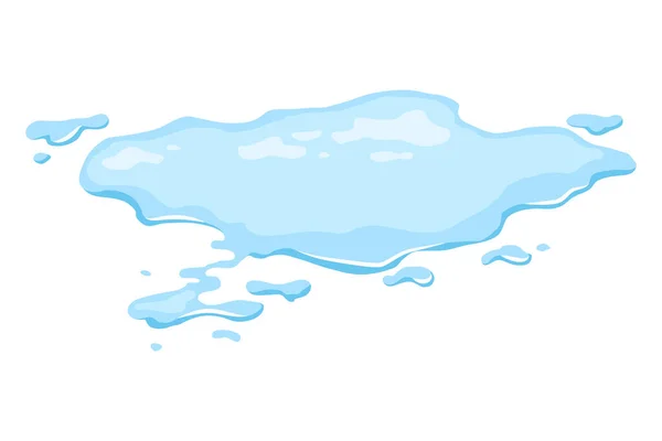 Water Spill Puddle Blue Liquid Shape Flat Cartoon Style Clean — Stock Vector