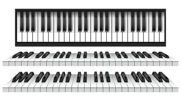 Piano Keys Musical Instrument Keyboard Top View Black White Classic — Stock Vector