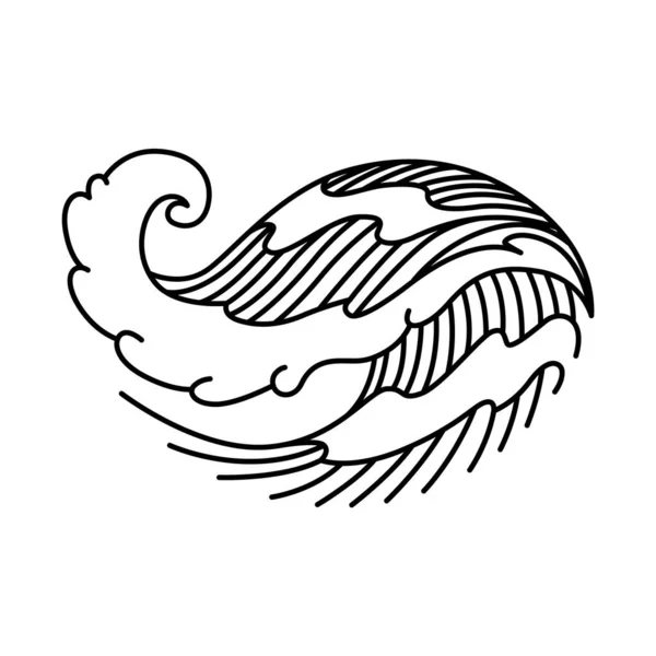 東洋の波のアイコン日本 スタイル化された海の波カール 日本スタイルの津波 海の渦のグラフィック 海洋性の水アジアの装飾的なスプラッシュ要素 波線画ベクトル図 — ストックベクタ