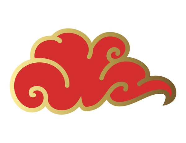 Nuvens Estilo Chinês Nuvens Vermelhas Douradas Elemento Retro Decorativo Asiático — Vetor de Stock