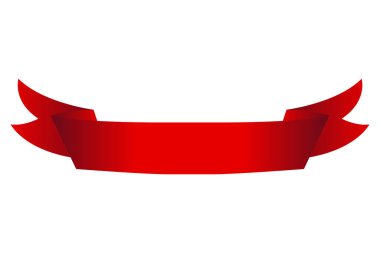 Heraldik kırmızı kurdele pankartı. Bayrak, dekoratif unsur, etiket ya da flama. Vektör illüstrasyonu beyaz arkaplanda izole edildi.