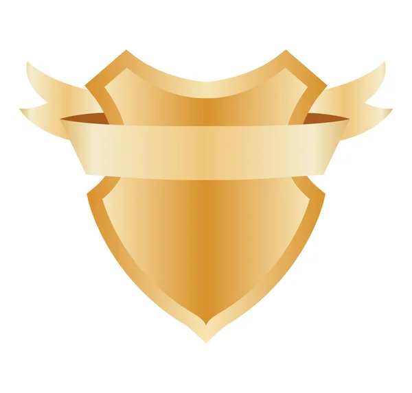Ηραλδική Λευκή Ασπίδα Κορδέλα Πινακίδα Ασφαλείας Σύμβολο Βραβείου Ιππότη Μεσαιωνική — Διανυσματικό Αρχείο