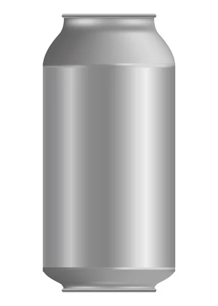Metallburk För Mat Framifrån Vektor Realistisk Mockup Blank Cylinder Aluminium — Stock vektor