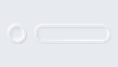 Neumorfik düğmeler. Basit moda tasarım elemanları UI bileşenleri ışık arka planında izole edildi. Web sitesi, mobil uygulama menüsü ve yuvarlak kenarlı navigasyon için kontrol ögesi.