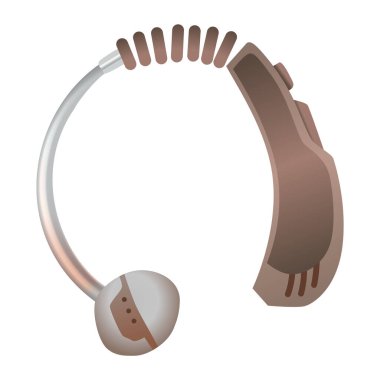 Hearing aid. Sound amplifier for patients with hearing loss. Medicine and health. Realistic object. Treatment and prosthetics in otolaryngology.