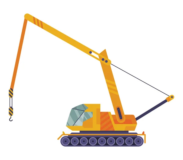 Hoisting Crane Icon Construction Crane Equipment Flat Style Yellow Industrial — Archivo Imágenes Vectoriales