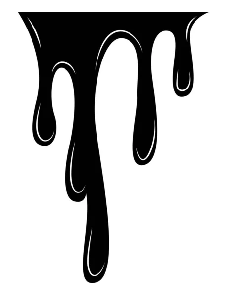 Paint Dripping Liquid Flowing Oil Stain Set Black Drips Abstract — Vector de stock