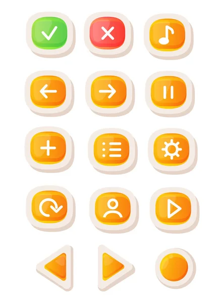 Game Button Mobile Application Game Interface Element Cartoon Colorful Design — Stockvektor