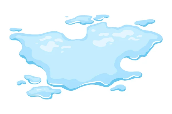 Flaque Eau Forme Liquide Bleue Dans Style Dessin Animé Plat — Image vectorielle