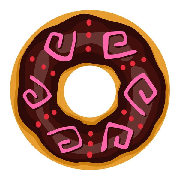 Donut Vista Superior Dulce Postre Esmalte Para Diseño Del Menú — Vector de stock