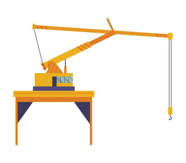 Hoisting Crane Icon Construction Crane Equipment Flat Style Yellow Industrial — Wektor stockowy