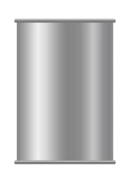 Metallburk För Mat Framifrån Vektor Realistisk Mockup Blank Cylinder Aluminium — Stock vektor