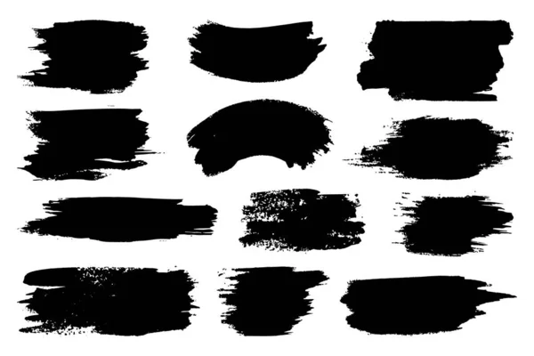 抽象ベクトルペイントセット 紙のデザインのための隔離されたグランジ要素 墨筆の汚れや白い背景の斑点 — ストックベクタ