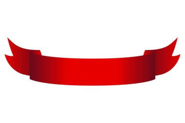 Heraldik kırmızı kurdele pankartı. Bayrak, dekoratif unsur, etiket ya da flama. Vektör illüstrasyonu beyaz arkaplanda izole edildi.