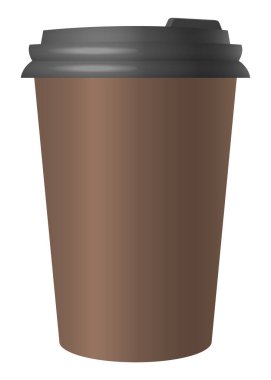 Harfler için bir kahve fincanı. Paket kahve. Sıcak sokak içkileri, karton ambalaj kapağı.