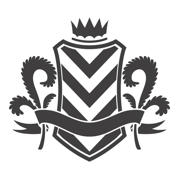 Rytířský Štít Heraldická Ikona Ročník Monochromatického Rytíře Královský Odznak Luxusní — Stockový vektor