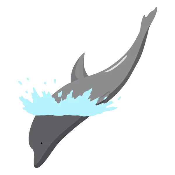 Yunus Animasyon Elementinden Atlıyor Yunusların Okyanusta Akrobatik Bir Atlayışı Canlandırması — Stok Vektör