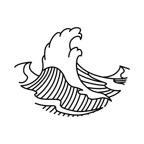 Icono Las Ondas Orientales Japón Estilizado Rizo Olas Oceánicas Tsunami — Archivo Imágenes Vectoriales