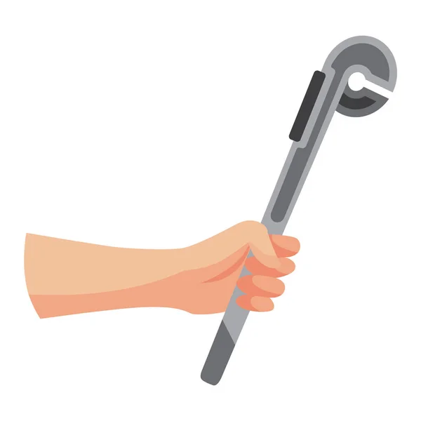Stavební Nástroj Ruce Klíč Opravy Domácí Práce Zařízení Plochém Designu — Stockový vektor