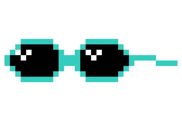 Pixel眼镜迷因 就像一个老板迷因 配饰光学时尚 8位时髦的标志图标 太阳镜用矢量漫画镜框 — 图库矢量图片