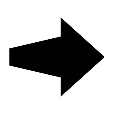 Ok simgesi. Modern basit ok veya imleç. Beyaz arkaplanda yalıtılmış düz ok biçimi. Vektör illüstrasyonu.